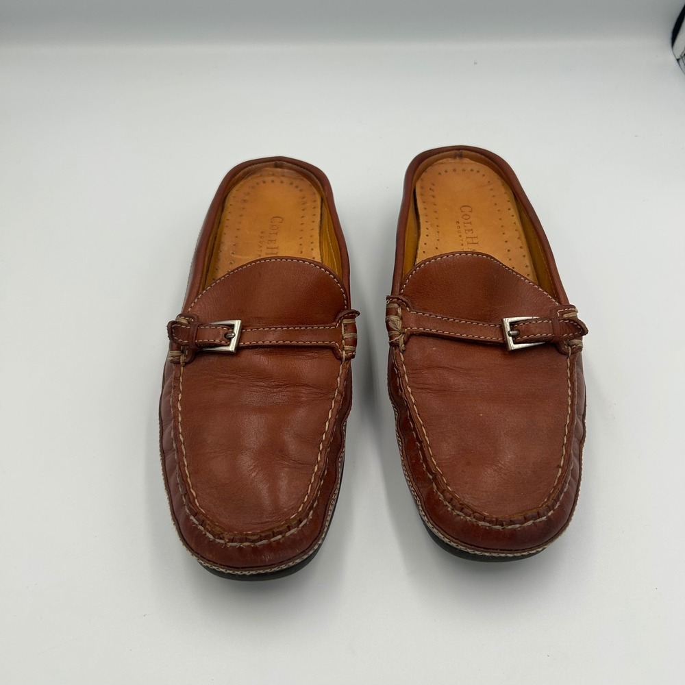 Cole Haan Mules Womens 8.5B Brown Leather Buckle Slip On Loafers D10762